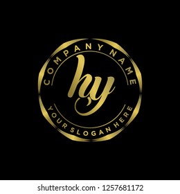 H Y Initial handwriting logo vector