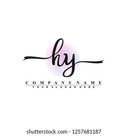 H Y Initial handwriting logo vector