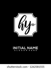 H Y Initial Handwriting Logo Template Vector