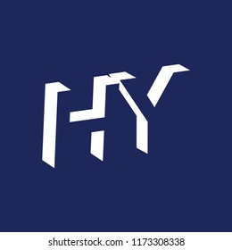 H Y initial letter with negative space logo icon vector template