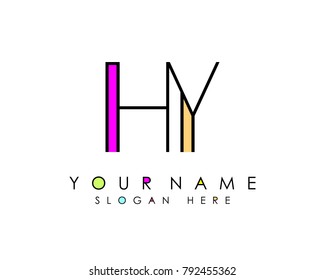 H & Y initial minimalist logo template vector
