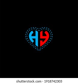 H Y letter logo vector design on black color background. HY monogram