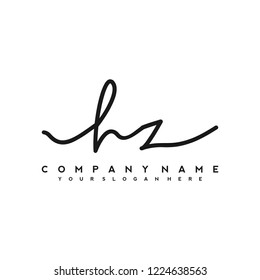 H Z Initial handwriting logo vector