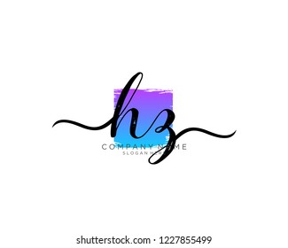 H Z Initial handwriting logo vector