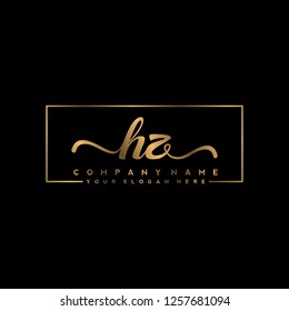H Z Initial handwriting logo vector