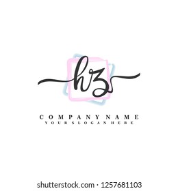 H Z Initial handwriting logo vector