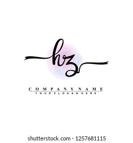 H Z Initial handwriting logo vector