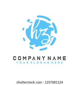 H Z Initial handwriting logo vector