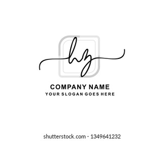 H Z Initial Handwriting Logo Template