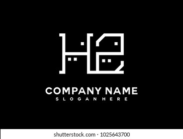 H Z initial logo template vector