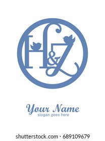 H Z initial wedding decorative logo template