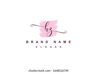 h z script logo abstract initial signature letter icon design in vector editable file.
