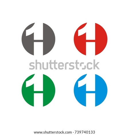 H1 logo initial letter design template vector