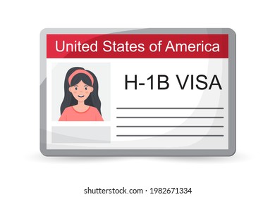 H1b Visa USA background, temporary work visa for foreign skilled workers in specialty occupation. Business vector illustration