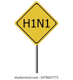H1N1 CANTO DE ADVERTENCIA AMARILLO EN BLANCO SOBRE FONDO BLANCO