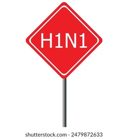 H1N1 BLANK YELLOW WARNING SING ON WHİTE BACKGROUND