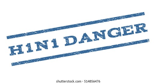 H1N1 Danger watermark stamp. Text tag between parallel lines with grunge design style. Rubber seal stamp with scratched texture. Vector cobalt blue color ink imprint on a white background.