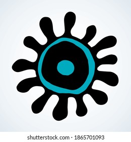 H1n1 dna circle shape diagnosis set element. Outline closeup black hand drawn small zika nano breath healthy life logo concept. Modern art cartoon vector style. Close up line shape white backdrop view