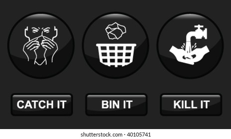 H1N1 swine flu prevention icon set fully layered