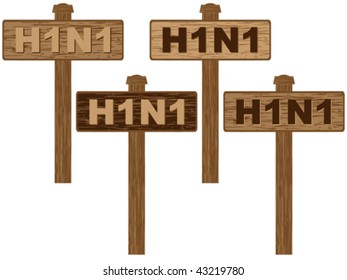 h1n1 wooden banner vector illustration