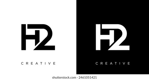 H2 or 2H logo isolated on black and white background.