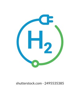 h2 and electrical plug concept. hydrogen energy concept. h2 logo
