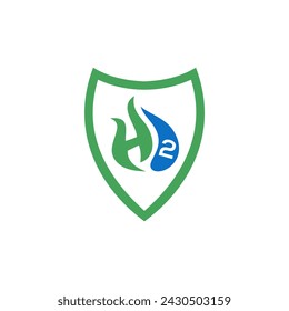 H2 fire drop logo design icon