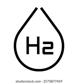 H2. Hydrogen Energy, Sustainability, Renewable Fuel. Vector Editable Stroke Icon.