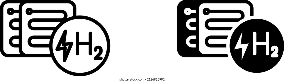 H2 Hydrogen Fuel Cell Icon , Vector Illustration