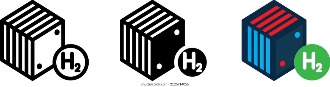 H2 Hydrogen Fuel Cell Icon , Vector Illustration