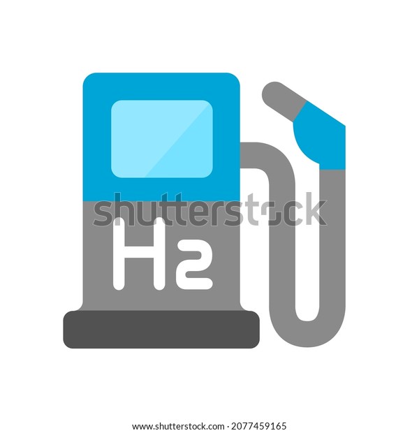 H2\
(hydrogen) fuel station vector icon\
illustration	