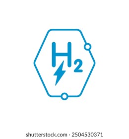 H2 hydrogen and lightning symbol concept. hydrogen energy logo