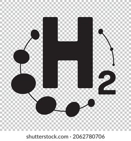 H2 Hydrogen molecules energy logo icon isolated on checked background. H2  sign. Vector illustration. Eps 10 vector file.