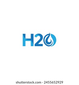 H20 Letter logo Water Drop Design With Water Wave Symbol Vector Illustration.
