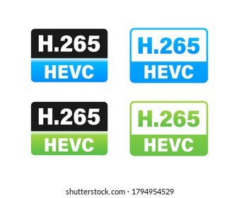 H.265 video compression standard. HEVC High Efficiency Video Coding. Vector stock illustration.