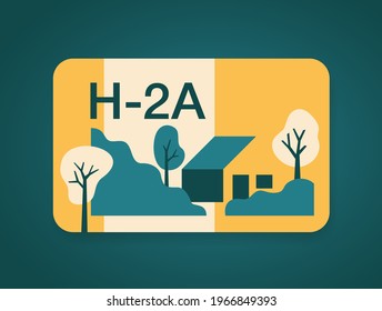 H-2A visa for foreign worker into the United States for temporary agricultural work. Vector illustration