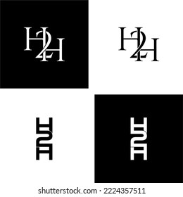 h2h lettering initial monogram logo design set