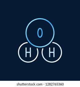 H2o colored linear chemistry icon. Vector water concept outline sign on dark background