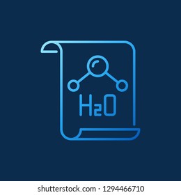 H2O Document colored chemistry icon. Vector concept outline sign or logo on dark background