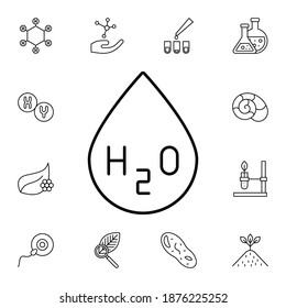 Icono de vector plano H2o en paquete biológico