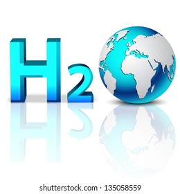 H2O. Formula of water on white isolated background