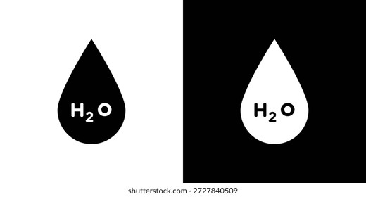 Icono de H2o Ilustración vectorial plana. Símbolos negros simples