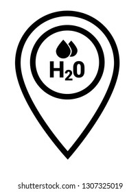 H2O icon and map pin. logo concept. Designed for your web site design, logo, app, UI