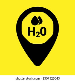 H2O icon and map pin. logo concept. Designed for your web site design, logo, app, UI