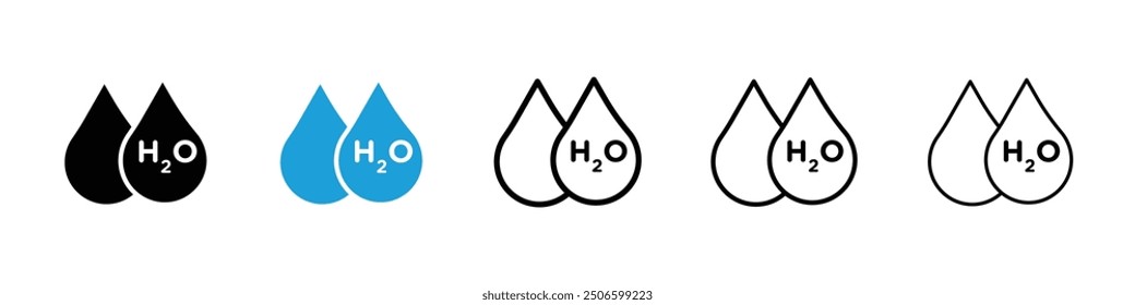 Conjunto de iconos H2O en color negro y azul