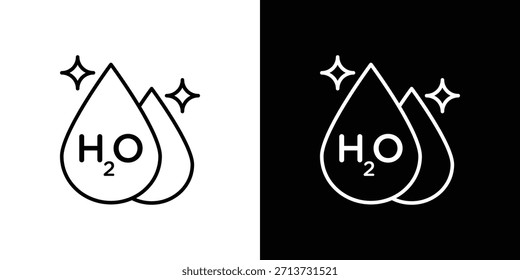Icono de H2o. Símbolo plano simple. Ilustración de pictograma de contorno negro perfecto