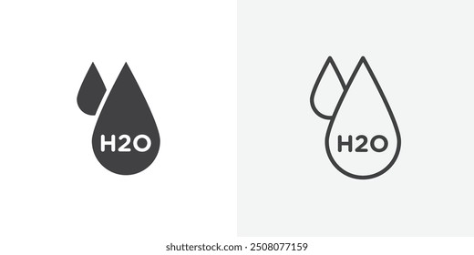 H2o icon in solid and outlined style