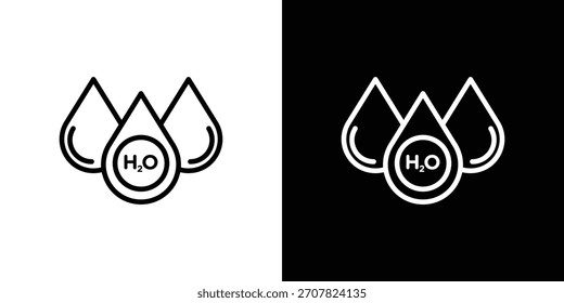 Símbolo de icono H2o en estilo de línea delgada, contorno y trazo para App