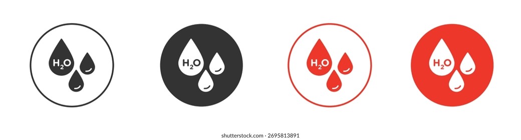 H2o icon vector collection. vector stock symbol illustrations
