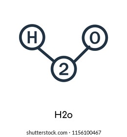 H2o icon vector isolated on white background. thin symbols or lined elements in outline style